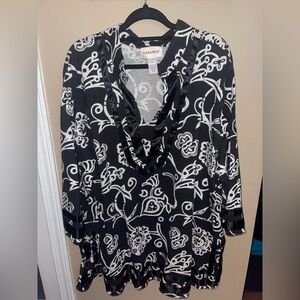 Veranesi Black and White Elegant Blouse 3/4 sleeves top shirt woman’s 4X